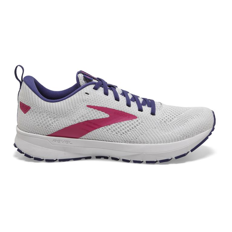 Brooks Revel 5 Performance Road Running Shoes - Women's - White/Navy/Pink (06521-GNDH)